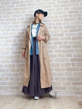 「coca（coca）（コカ）のアイテム（トレンチコート）」を使った、asu＊さん（レディース・155cm）の春コーディネート