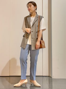 「チェック柄に恋してる」｜「アイテム（パンプス）」を使った、Yuriさん（レディース・159cm）の秋コーディネート