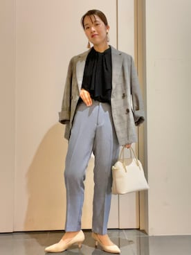 「チェック柄に恋してる」｜「アイテム（パンプス）」を使った、Yuriさん（レディース・159cm）の秋コーディネート