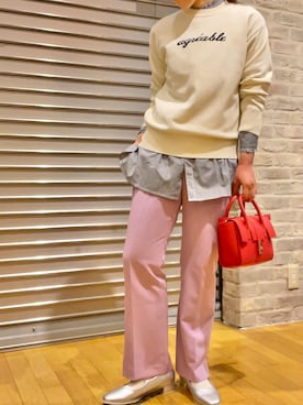 「ロゴニット」｜「アイテム（パンプス）」を使った、Yuriさん（レディース・159cm）の冬コーディネート