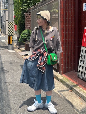 「スカーフ」｜こめちゃんさん（レディース・160cm）の夏コーディネート