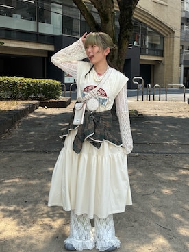 「アイテム（財布/小物、グリーン系）」を使った、こめちゃんさん（レディース・160cm）の夏コーディネート