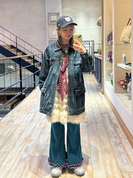 「アイテム（チュニック）」を使った、こめちゃんさん（レディース・160cm）の秋コーディネート