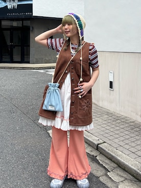 「HELLO.SANFRANCISCO（ハローサンフランシスコ）のアイテム（チュニック）」を使った、こめちゃんさん（レディース・160cm）の夏コーディネート