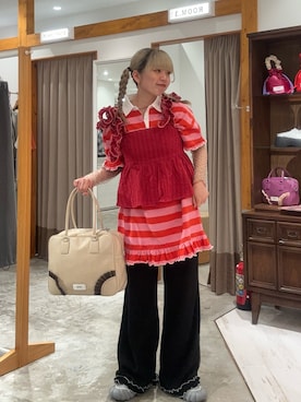 「アイテム（チュニック）」を使った、こめちゃんさん（レディース・160cm）の秋コーディネート