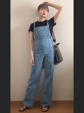 「EMODA（エモダ）のアイテム（オールインワン・サロペット）」を使った、りかさん（レディース・157cm）の夏コーディネート