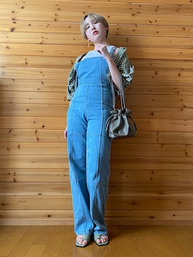 「EMODA（エモダ）のアイテム（オールインワン・サロペット）」を使った、りかさん（レディース・157cm）の夏コーディネート