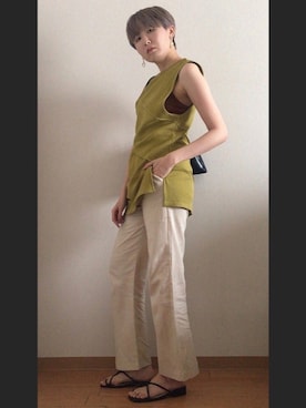 「ピスタチオ」｜「アイテム（キャミソール）」を使った、りかさん（レディース・157cm）の夏コーディネート