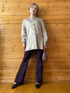 「Adoon plain（アドーンプレーン）のアイテム（パンツ）」を使った、りかさん（レディース・157cm）の秋コーディネート