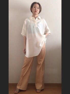 「UNIQLO U」｜りかさん（レディース・157cm）の夏コーディネート