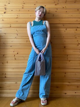 「EMODA（エモダ）のアイテム（オールインワン・サロペット）」を使った、りかさん（レディース・157cm）の夏コーディネート