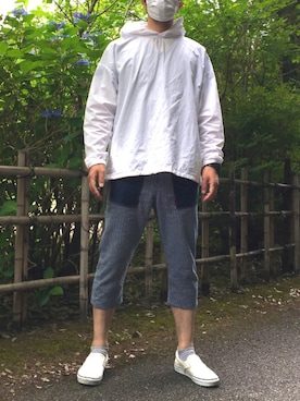 「handmade」｜「アイテム（スリッポン）」を使った、habitusさん（メンズ・172cm）の夏コーディネート