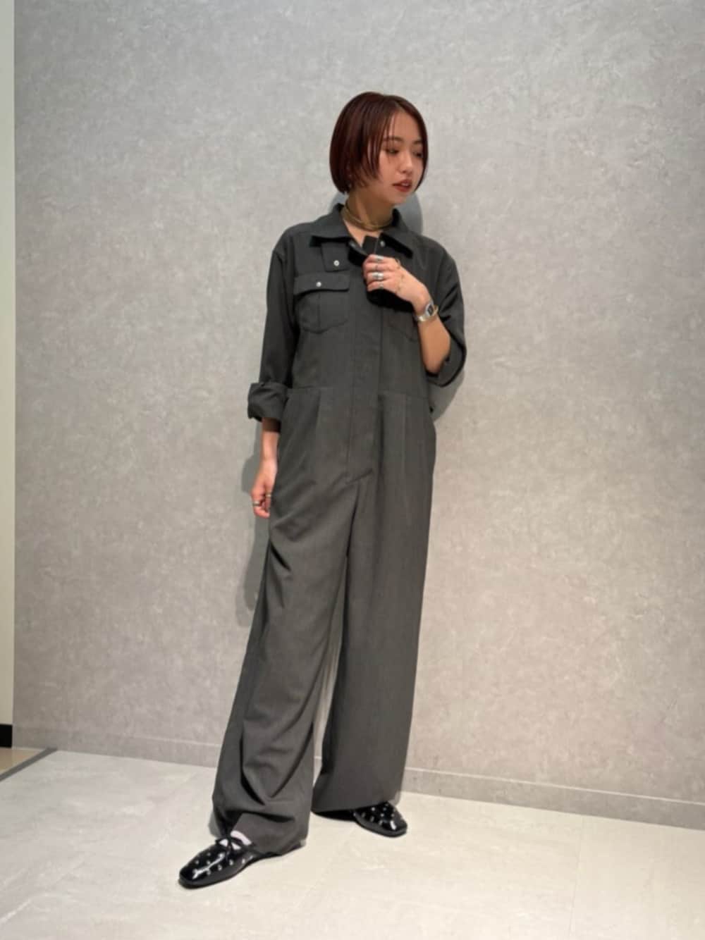 「モード、トレンド、リラックススタイル、Flat shoes styling、春服、春コーデ」｜「SY UNITED ARROWSの＜SY＞マルチドットバレエ フラット10●↑（バレエシューズ、ブラック系）」を使った、森田　オデット エ オディール スタッフさん（レディース・154cm）の春コーディネートの1枚目の写真
