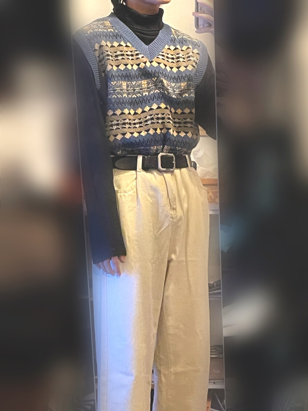 「休日スタイル、冬コーデ」｜「ＡＮＤＪのダブルタックストレートホワイトデニム（デニムパンツ、ホワイト系）」を使った、wfftさん（メンズ・170cm）の秋コーディネートの1枚目の写真