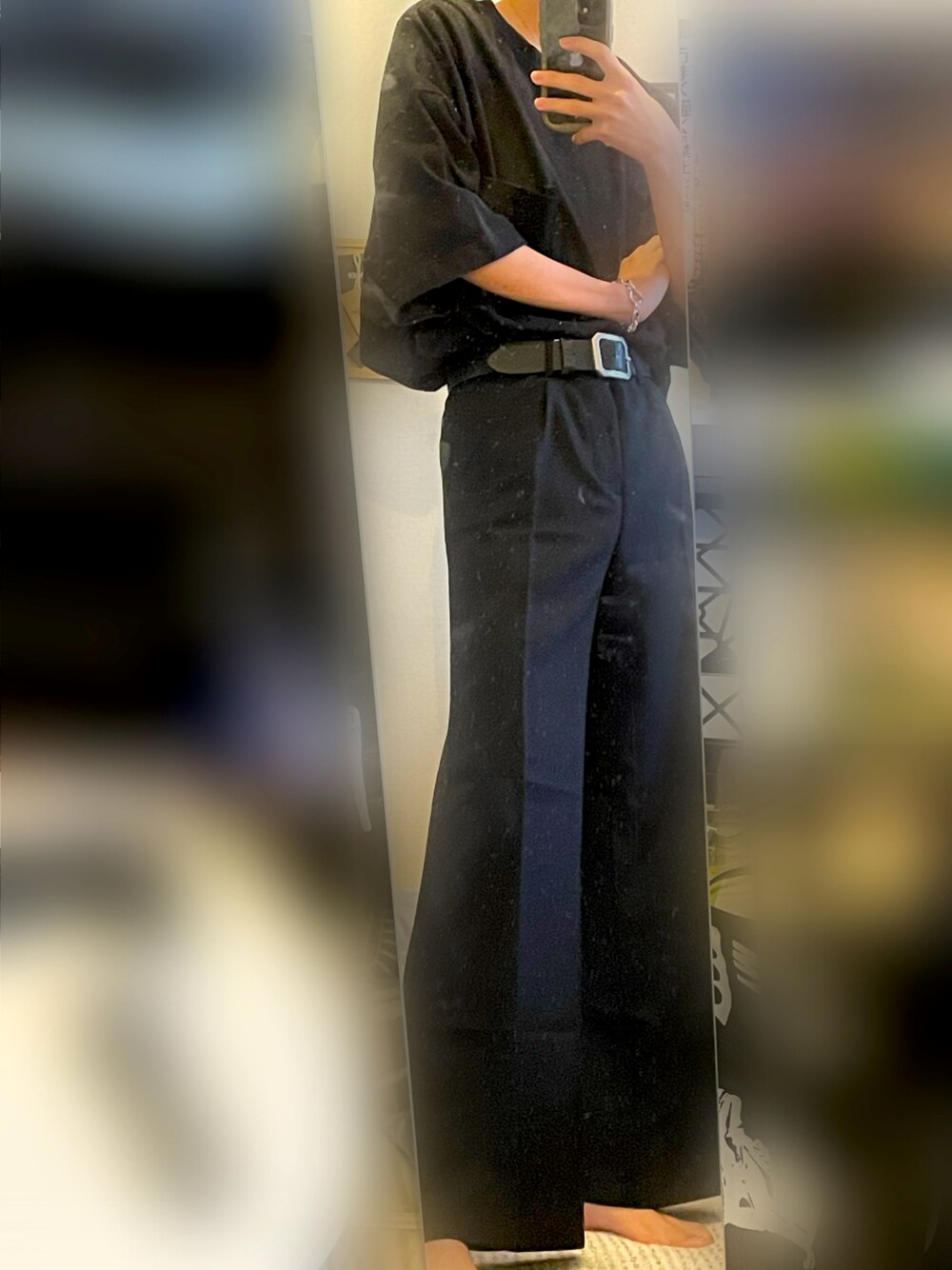 「夏コーデ、ASCLO」｜「ASCLOのASCLO(エジュクロ) ASCLO Banding Wide Slacks（スラックス、ブラック系）」を使った、wfftさん（メンズ・170cm）の春コーディネートの1枚目の写真