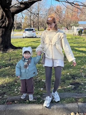 「アイテム（帽子）」を使った、ちょこびさん（レディース・154cm）の冬コーディネート