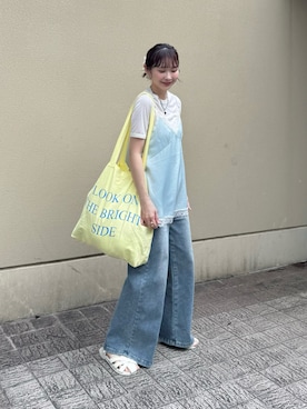 「レースキャミソール」｜ちょこびさん（レディース・154cm）の夏コーディネート