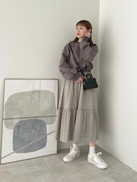 「SLURR（スラ―）のアイテム」を使った、ちょこびさん（レディース・154cm）の春コーディネート