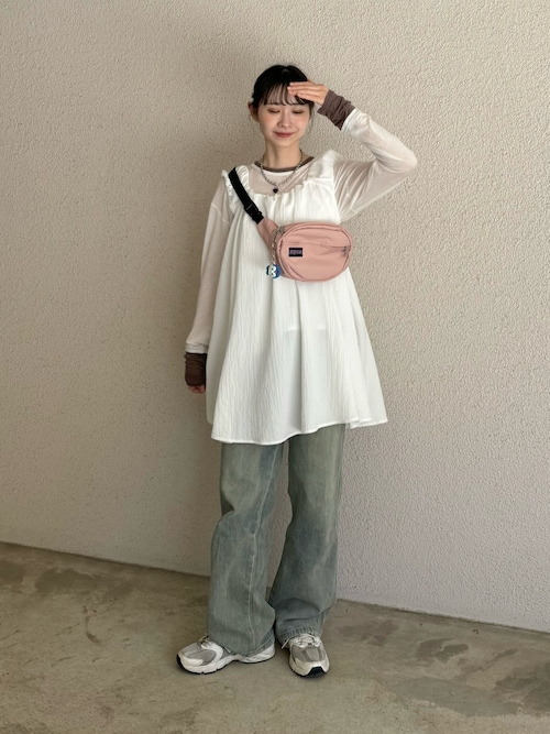 「DISCOAT(ディスコート)の【umm.】肩ギャザーリボンチュニック(シャツ/ブラウス)」を使った、ちょこびさん(レディース・154cm)の冬コーディネート