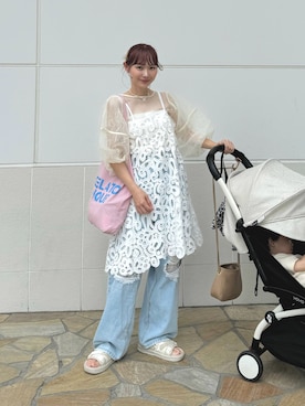 「アイテム（ワンピース/ドレス）」を使った、ちょこびさん（レディース・154cm）の夏コーディネート