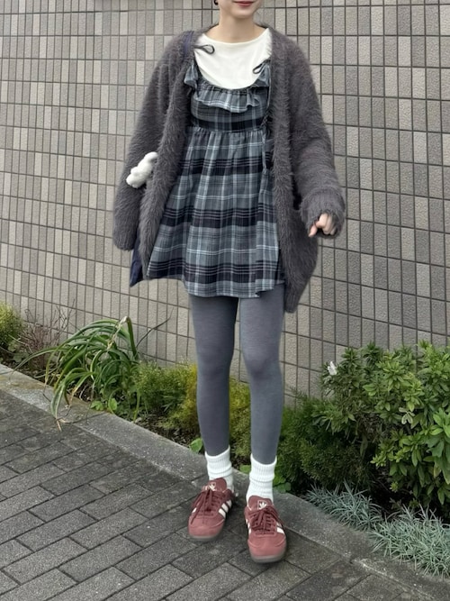 リボン柄キャミとふわふわカーデ。あざと可愛い！無敵の愛され3点