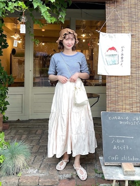 「SLURR（スラ―）のアイテム」を使った、ちょこびさん（レディース・154cm）の夏コーディネート