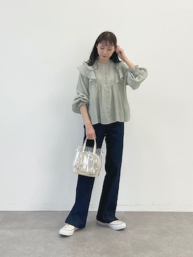 「SLURR（スラ―）のアイテム」を使った、ちょこびさん（レディース・154cm）の春コーディネート