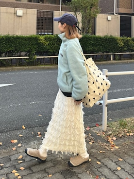 「アイテム（トートバッグ）」を使った、ちょこびさん（レディース・154cm）の冬コーディネート