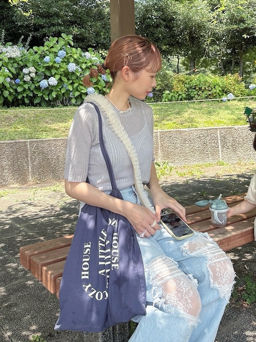 ボンジュールサガン BONJOUR SAGAN フェザーヤーンプルオーバーニット （LIGHT-BLUE） ボンジュールサガン BONJOUR SAGAN フェザーヤーンプルオーバー
