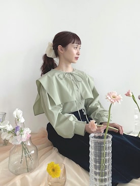 「SLURR（スラ―）のアイテム」を使った、ちょこびさん（レディース・154cm）の春コーディネート
