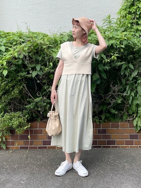 「ジャックパーセル」｜「アイテム（ワンピース/ドレス）」を使った、ちょこびさん（レディース・154cm）の夏コーディネート