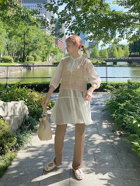 「SLURR（スラ―）のアイテム」を使った、ちょこびさん（レディース・154cm）の夏コーディネート