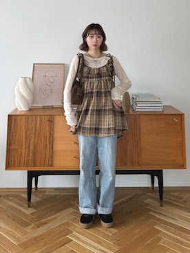 「アイテム（その他トップス）」を使った、ちょこびさん（レディース・154cm）の秋コーディネート