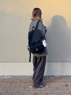 「アイテム（バックパック/リュック）」を使った、ちょこびさん（レディース・154cm）の秋コーディネート