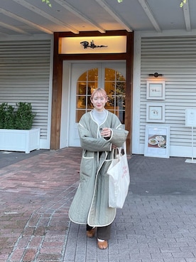 「classicalelf（クラシカルエルフ）のアイテム（ステンカラーコート）」を使った、ちょこびさん（レディース・154cm）の冬コーディネート