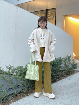 「classicalelf（クラシカルエルフ）のアイテム（ノーカラージャケット）」を使った、ちょこびさん（レディース・154cm）の冬コーディネート