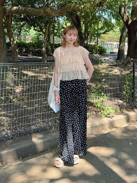 「シースルー」｜「アイテム（パンツ）」を使った、ちょこびさん（レディース・154cm）の夏コーディネート