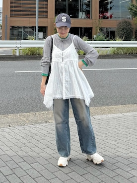 「アイテム（チュニック）」を使った、ちょこびさん（レディース・154cm）の秋コーディネート