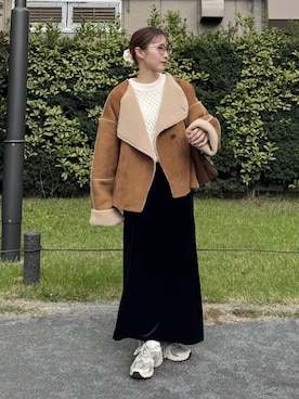 「アイテム（ノーカラージャケット）」を使った、ちょこびさん（レディース・154cm）の秋コーディネート