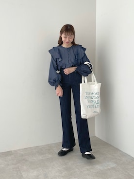 「SLURR（スラ―）のアイテム」を使った、ちょこびさん（レディース・154cm）の春コーディネート