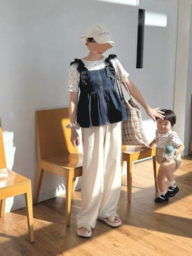 「アイテム（チュニック）」を使った、ちょこびさん（レディース・154cm）の夏コーディネート