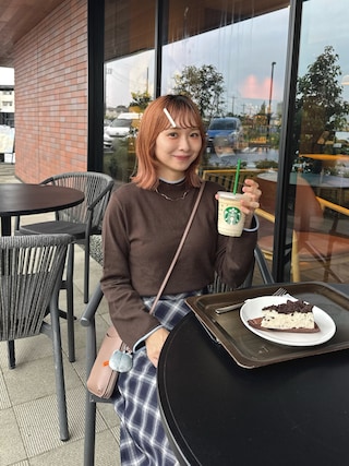 「Unblend(アンブレンド)の【Unblend】バイアスチェック/ドット フレアスカート(スカート)」を使った、ちょこびさん(レディース・154cm)の秋コーディネート