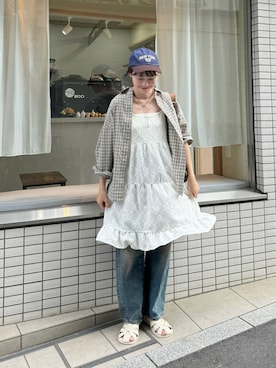 「アイテム（アクセサリー）」を使った、ちょこびさん（レディース・154cm）の夏コーディネート