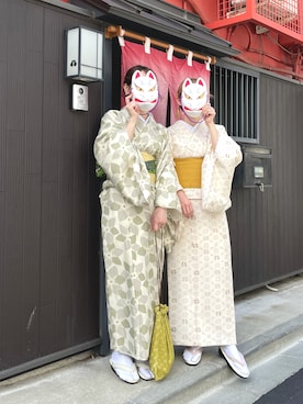 「アイテム（着物、イエロー系）」を使った、ちょこびさん（レディース・154cm）の夏コーディネート