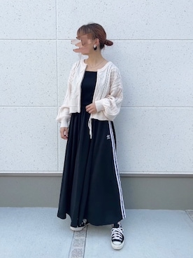 「しまむら（シマムラ）のアイテム（カーディガン/ボレロ）」を使った、satomiさん（レディース・164cm）の冬コーディネート