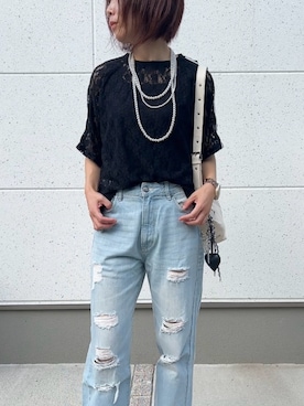 「アイテム（ネックレス）」を使った、satomiさん（レディース・164cm）の夏コーディネート