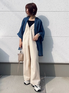 「夏コーデ」｜「アイテム（オールインワン・サロペット）」を使った、satomiさん（レディース・164cm）の夏コーディネート