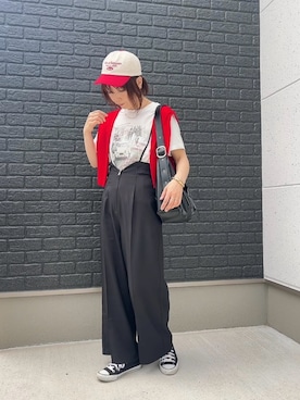 「しまむら（シマムラ）のアイテム（キャップ）」を使った、satomiさん（レディース・164cm）の春コーディネート