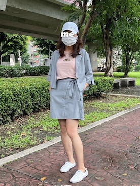 「155㎝コーデ」｜「アイテム（その他）」を使った、𝐉さん（レディース・155cm）の夏コーディネート