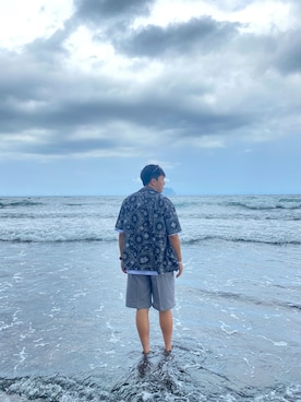 「plain-me（プレインミー）のアイテム（トップス）」を使った、Bensonさん（メンズ・183cm）の夏コーディネート